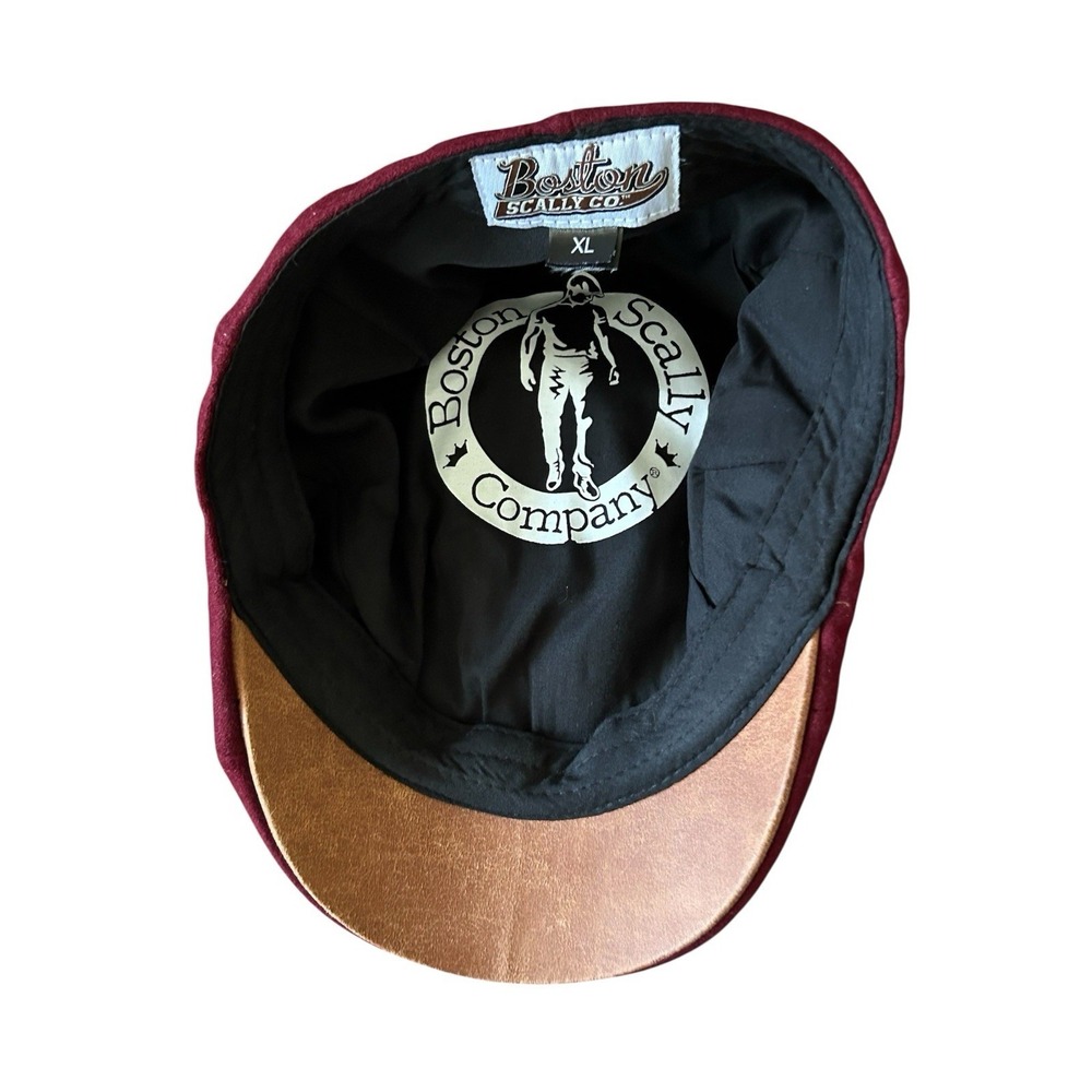 Boston Scally Co Burgundy Wool Blend Peaky Cap XL Newsboy Hat - Picture 5 of 5